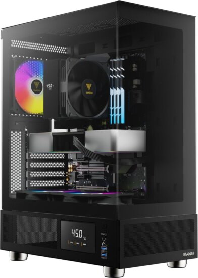 Gamdias Atlas E1 ARGB Tempered Glass, fekete