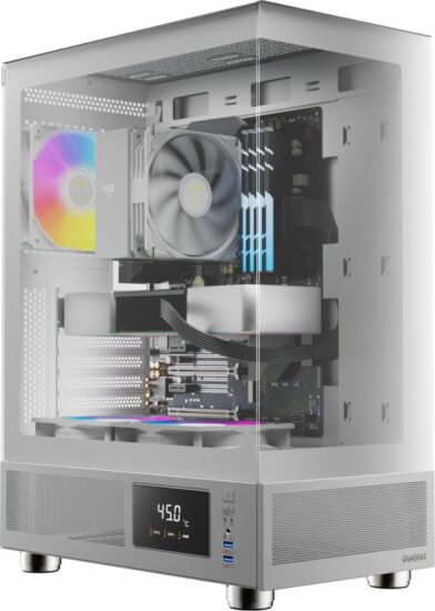 Gamdias Atlas E1 ARGB Tempered Glass, fehér