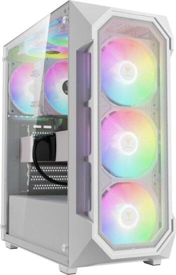 Gamdias Aura GC1 Elite ARGB Tempered Glass, fehér
