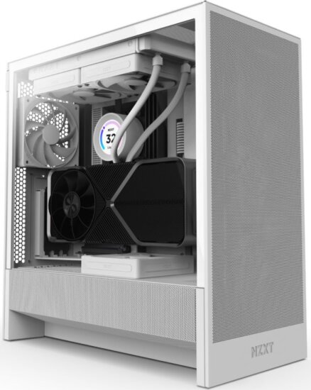 NZXT H5 Flow (2024) (táp nélküli) ablakos mATX ház, fehér