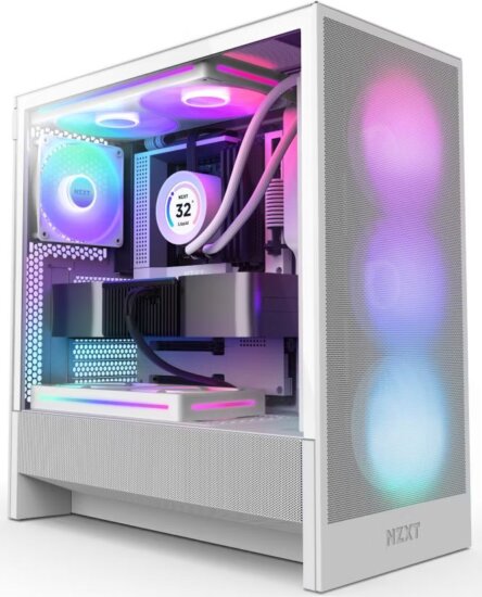 NZXT H5 Flow RGB (2024) RGB (táp nélküli) ablakos mATX ház, fehér NZXT H5 Flow RGB (2024) RGB (táp nélküli) ablakos mATX ház, fehér