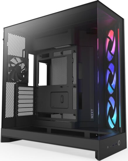 NZXT H9 Flow RGB 2025 (táp nélküli) ablakos ATX ház, fekete