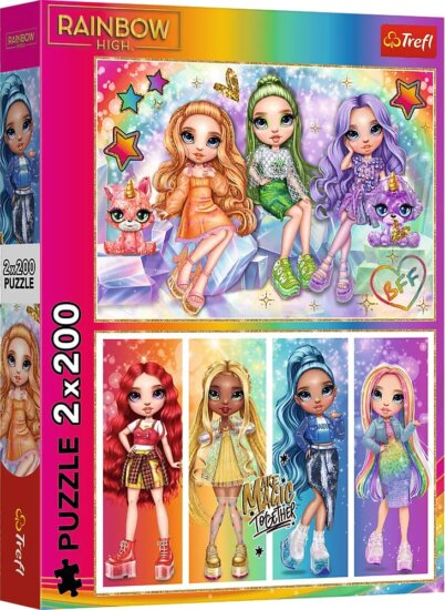 Rainbow high, Szivárvány babák 2 az 1-ben puzzle, 2 x 200 darabos