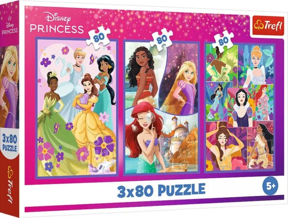 Disney hercegnő barátnők puzzle, 3 x 80 darabos