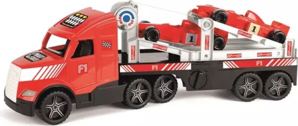 Wader, Magic Truck Action F1 autószállító kamion versenyautókkal, 79 cm