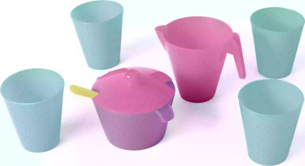 Wader, Party Time étkészlet, 8 db-os, rózsaszín