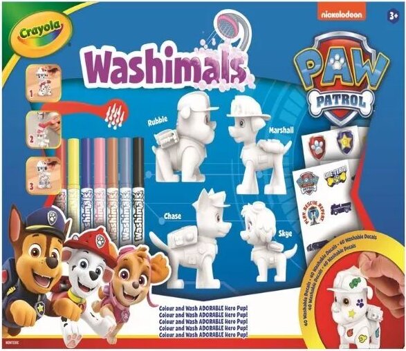Crayola Washimals, Kimosható Mancs őrjárat figura matricákkal, 4 db-os Crayola Washimals, Kimosható Mancs őrjárat figura matricákkal, 4 db-os