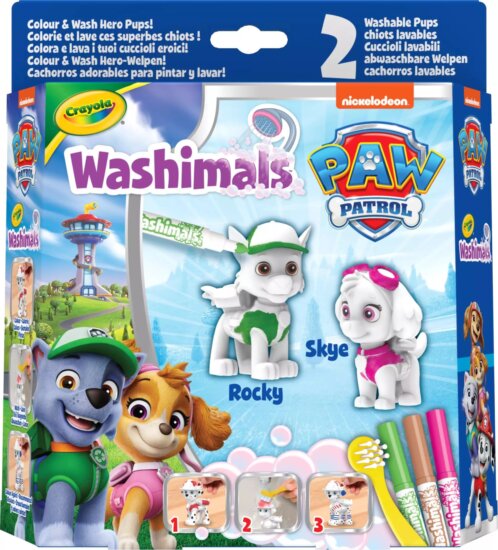 Crayola Washimals, Kimosható Mancs őrjárat figura, 2 db, Skye és Rocky Crayola Washimals, Kimosható Mancs őrjárat figura, 2 db, Skye és Rocky