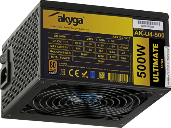 Akyga Ultimate (500W, 80Plus® Bronze, ATX)