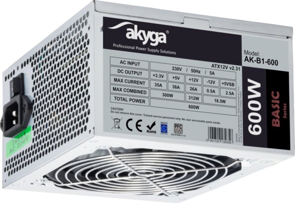 Akyga Basic (600W, ATX)