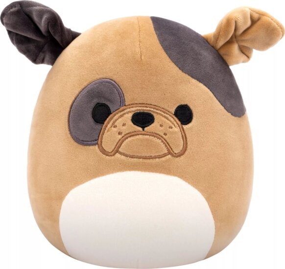 Squishmallows, Loafer a barna bulldog sötétbarna foltokkal, 20 cm