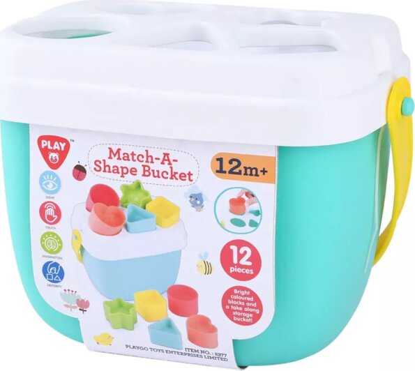 Playgo, Formaválogató játék vödörben, 12 db-os