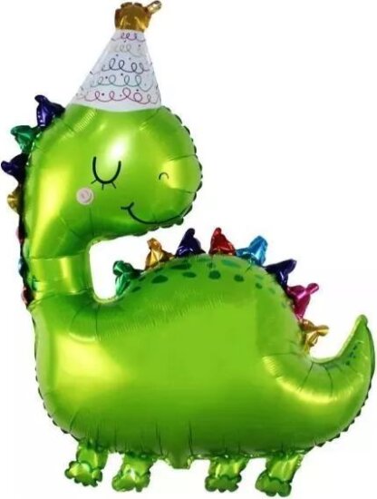 Szülinapos dinó alakú fólia lufi, 66 x 80cm