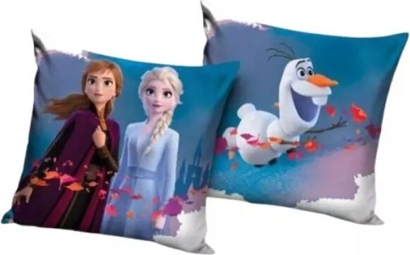 Jégvarázs, Anna, Elza és Olaf párnahuzat, poliészter, 40 x 40 cm