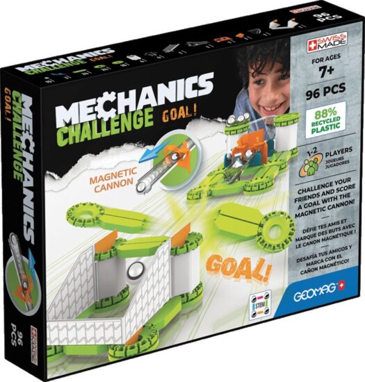 Geomag Mechanics, Challenge Goal! mágneses építőjáték készlet, 96 db-os