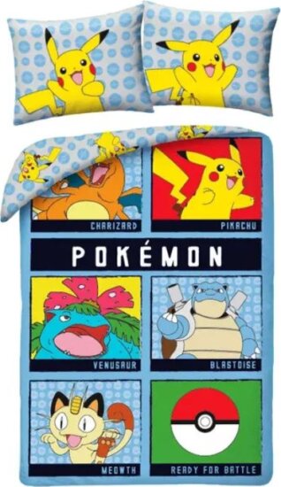 Pokémon, Harcra készen ágynemű garnitúra, pamut, 140 x 200 cm