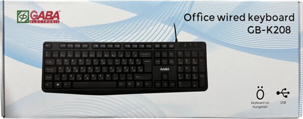 Gaba GB-K208 (magyar, Office, Wired, fekete)