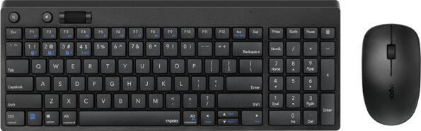 Rapoo 8050T billentyűzet + egér szett (magyar, vezeték nélküli, fekete)