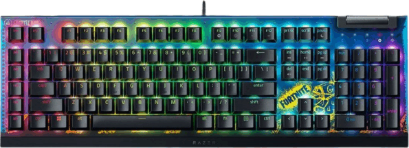 Razer BlackWidow V4 X (amerikai - US, FORTNITE Edition, yellow switch, gamer, fekete)