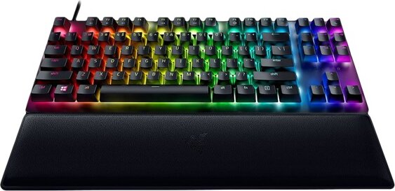 Razer Huntsman V2 Tenkeyless (amerikai - US, Red Switch, RGB, gamer, fekete)
