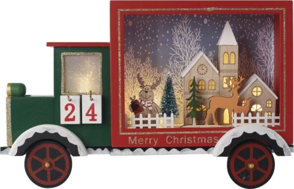 Emos, beltéri LED adventi naptár fa autó, 20 x 30,5 cm Emos, beltéri LED adventi naptár fa autó, 20 x 30,5 cm