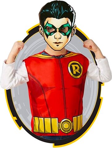 Rubies, Igazság ligája, Robin prémium jelmez papír maszkkal, 95-125 cm