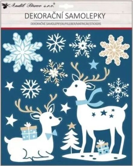 Szarvas mintás csillogó dekormatrica, 18 x 23 cm