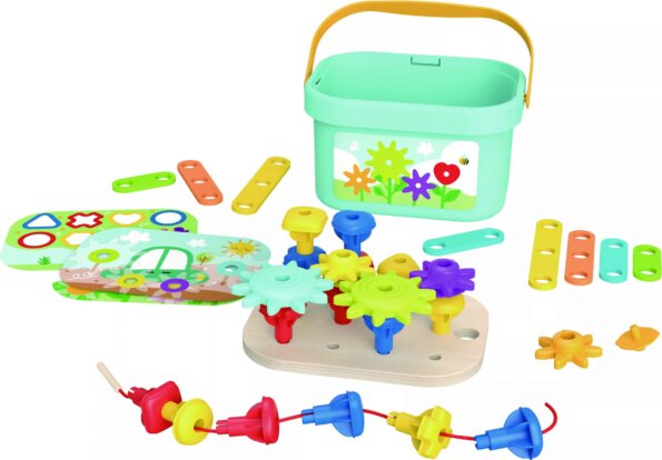 Tooky Toy, Fa építőkészlet vödörben, Kert