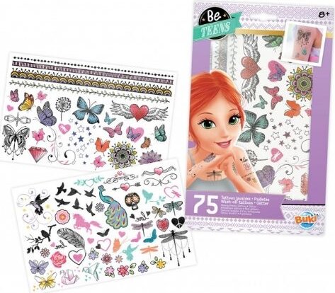 Buki, Lemosható csillogó tetoválás szett lányoknak, 75 db-os