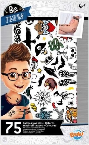 Buki, Lemosható tetoválás fiúknak, 75 db-os