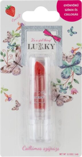Lukky, Eper ízű, csillámos szájrúzs, piros