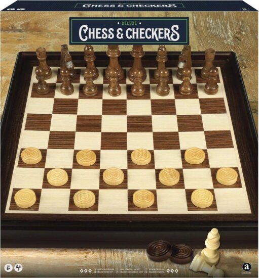 Deluxe sakk és dáma készlet, fa Deluxe sakk és dáma készlet, fa