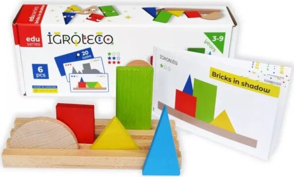 Logikai építő készlet, fa