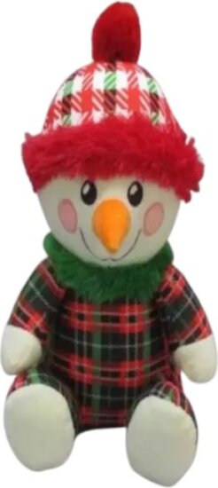 Karácsonyi hóember plüssfigura, 22 cm