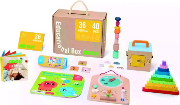 Tooky Toy, Fejlesztő játékcsomag, fa, 40 db-os szett