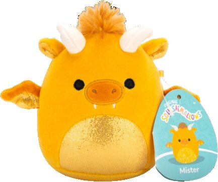 Squishmallows, Mister az arany sárkány csillogós hassal, 13 cm