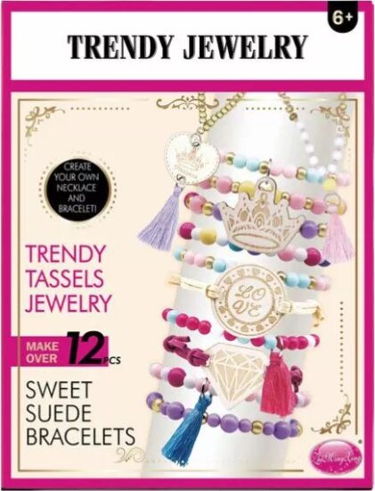 Ékszerkészítő szett virág alakú dobozzal, rózsaszín