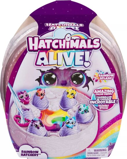 Hatchimals, Hatchimals Alive! szivárvány színű keltető, 6 db-os