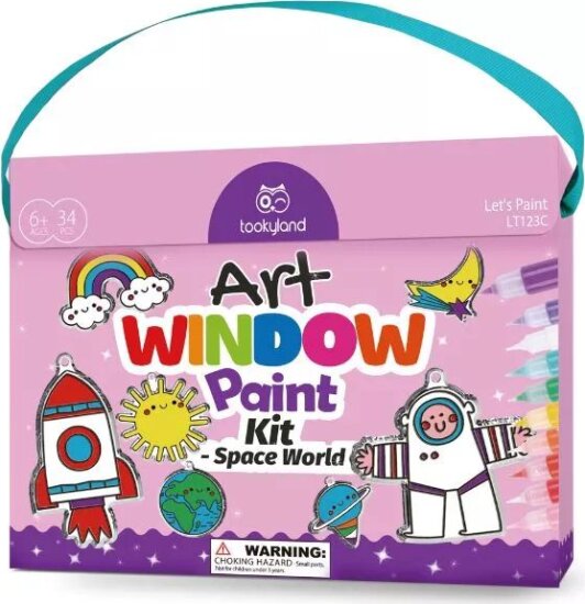 Tooky Toy, Üvegfestő készlet világűr motívumokkal, 34 db-os