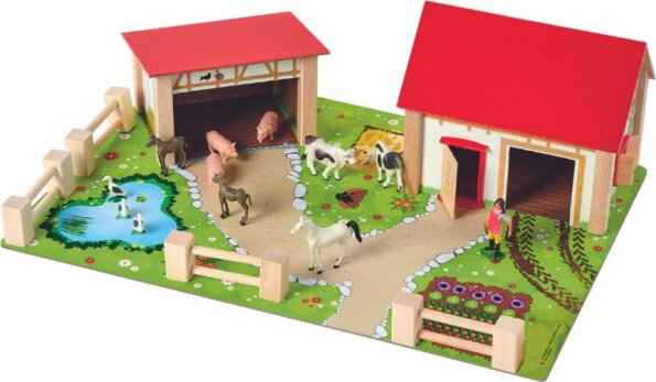 Eichhorn, Farmgazdaság játékszett fából, nagy, 20 db-os