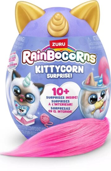 Zuru, Rainbocorns Kittycorn Meglepetés plüssfigura, 9. széria, 19 cm