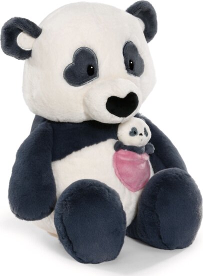 NICI GREEN, Love panda plüssfigura bébijével, 40 cm