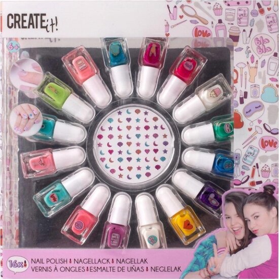 Canenco, Create it! Sellő körömlakk készlet körömmatricákkal, 16 db-os