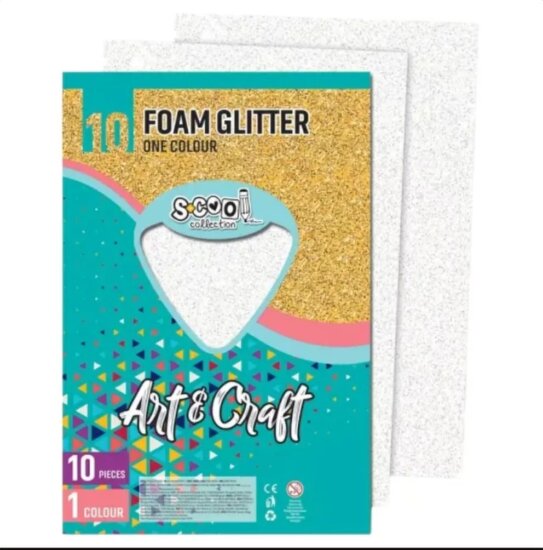 Glitteres dekorgumi, A4-es, 10 db-os, fehér Glitteres dekorgumi, A4-es, 10 db-os, fehér