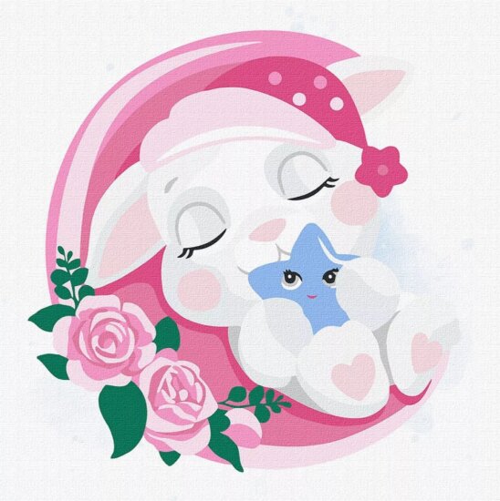 Ideyka, Festés számok szerint, Álmos nyuszi, 30 x 30 cm Ideyka, Festés számok szerint, Álmos nyuszi, 30 x 30 cm