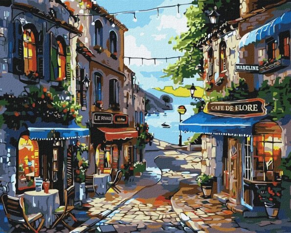 Ideyka, Festés számok szerint, Parti étterem, 40 x 50 cm