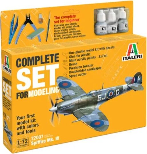 Italeri, Spitfire Mk IX repülőgép makett, komplett szett, 1:72
