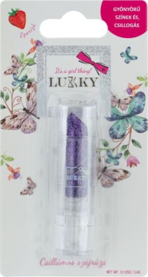 Lukky, Eper ízű, csillámos szájrúzs, lila Lukky, Eper ízű, csillámos szájrúzs, lila