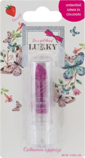 Lukky, Eper ízű, csillámos szájrúzs, magenta