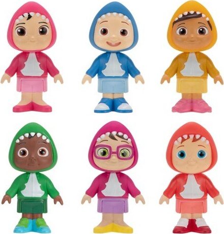 Cocomelon család és barátok cápa jelmezben, 6 db-os készlet